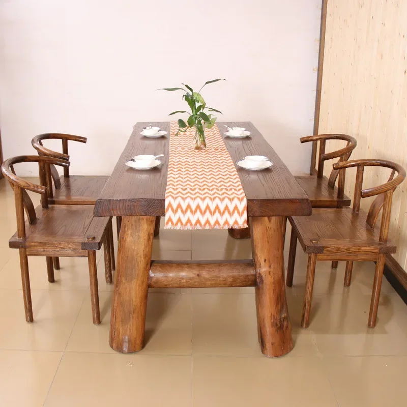 Modern Furniture  Fashion Industrial Live Edge  Large Rustic Wood Restaurant Dining Table
