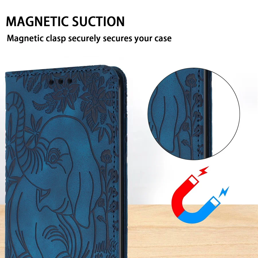 Phone Case For Samsung Galaxy A05S A12 A13 A14 A15 A21S A22 A23 A24 A25 5G Flip Leather Solid Color Lines Elephant Retro Cover