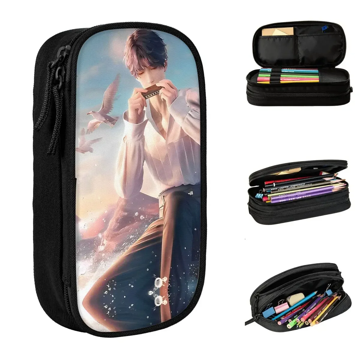 Lovely Love And Deepspace Game Pencil Case Pencilcases Pen Holder Kids Large Storage Bags Students School Gifts Stationery