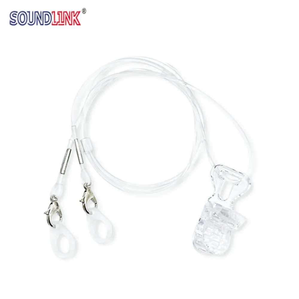 Soundlink Hearing Aid Clip Transparent Binaural Coded Protector Anti-lost Lanyard for BTE Hearing Aids