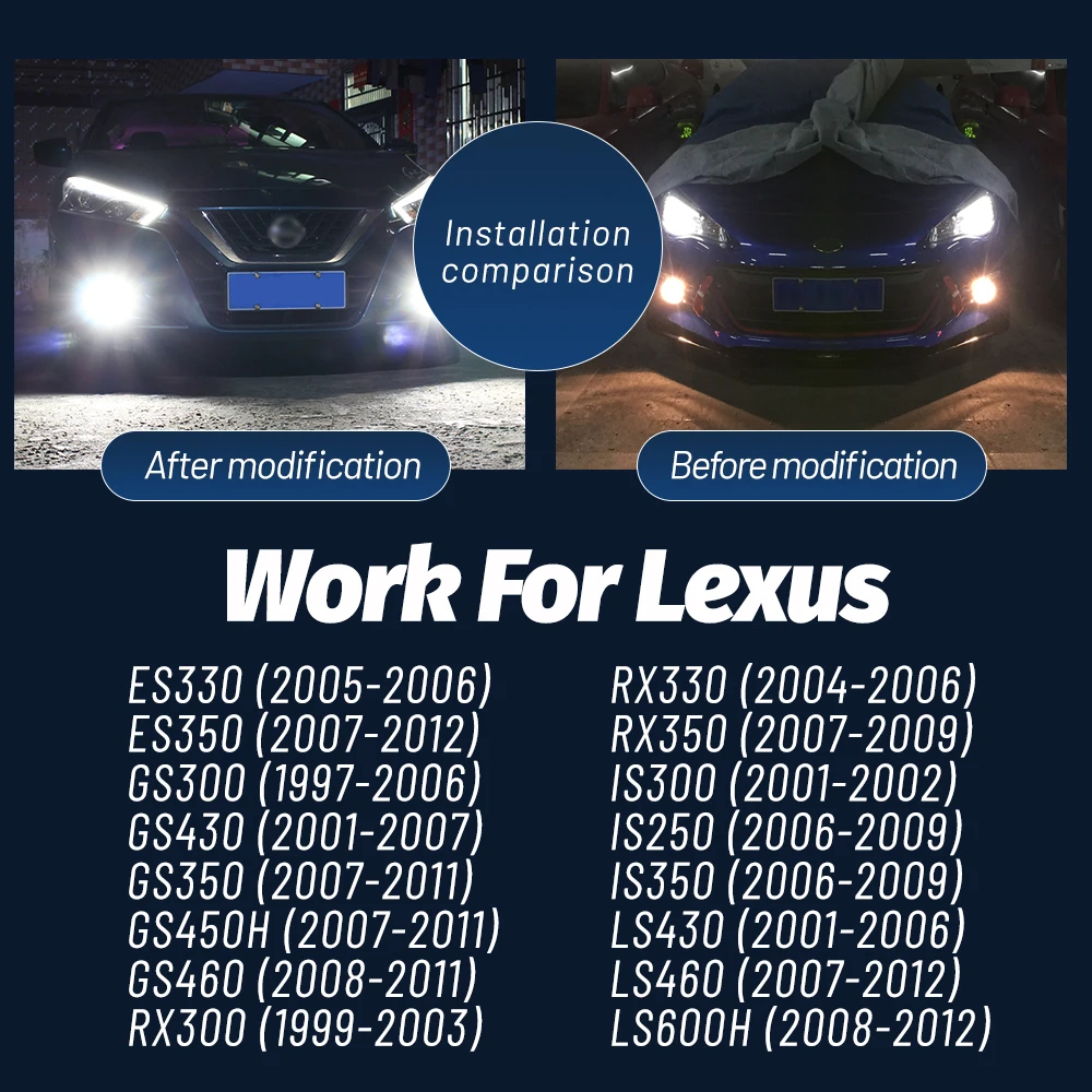 2x LED Fog Light Bulb HB4 9006 Canbus For Lexus ES330 ES350 GS300 GS350 GS450H GS460 RX330 RX350 IS300 IS250 IS350 LS460