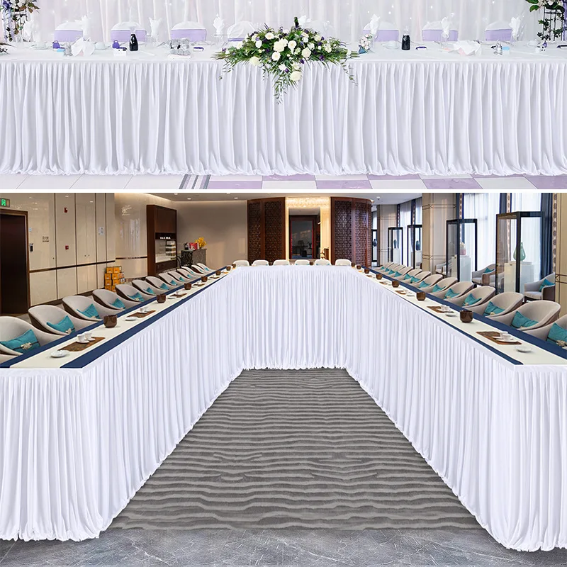 Saia de mesa de tule para decoração, check-in, sobremesa, casamento, hotel, conferência, festa de aniversário