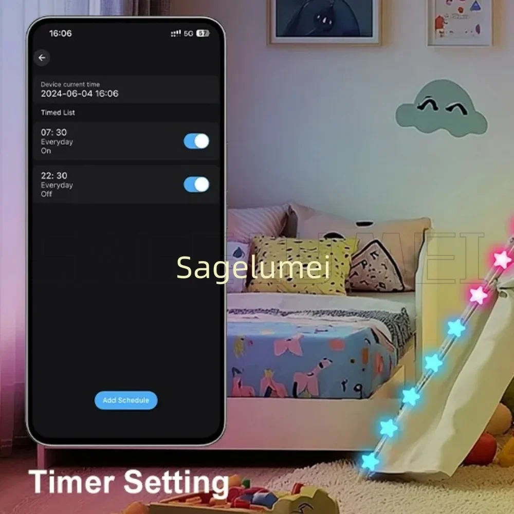 WS2812B LED Star String Light Smart Bluetooth-afstandsbediening RGBIC Fairy Lamp USB Waterdicht voor kerstboom Light Home Decor