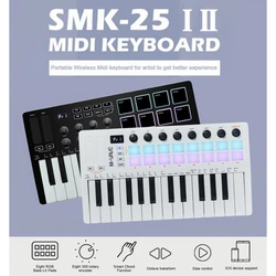 M-VAVE SMK-25 II MIDI Pad Controller Keyboard USB Mini 25 Key,16 RGB Drum Pads,8 Knobs and Music Production,Software Included