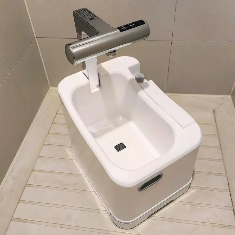 Spray rinse + dry, foot wash hand washer, plastic foot wash basin