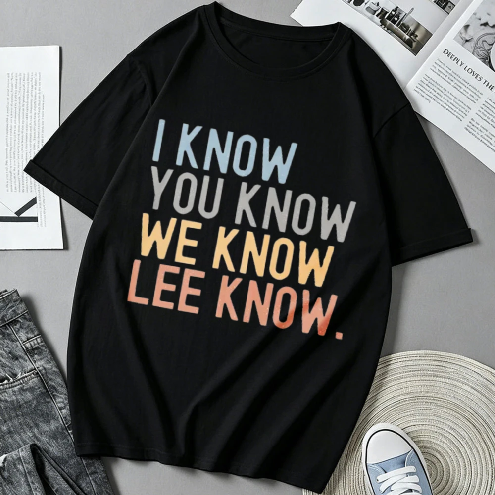 I You We Know Lee Know T Shirt Men Women Kpop Fans Graphic Tee Casual Short Sleeve Tops Colorful Letter Print Stray Merch Gift