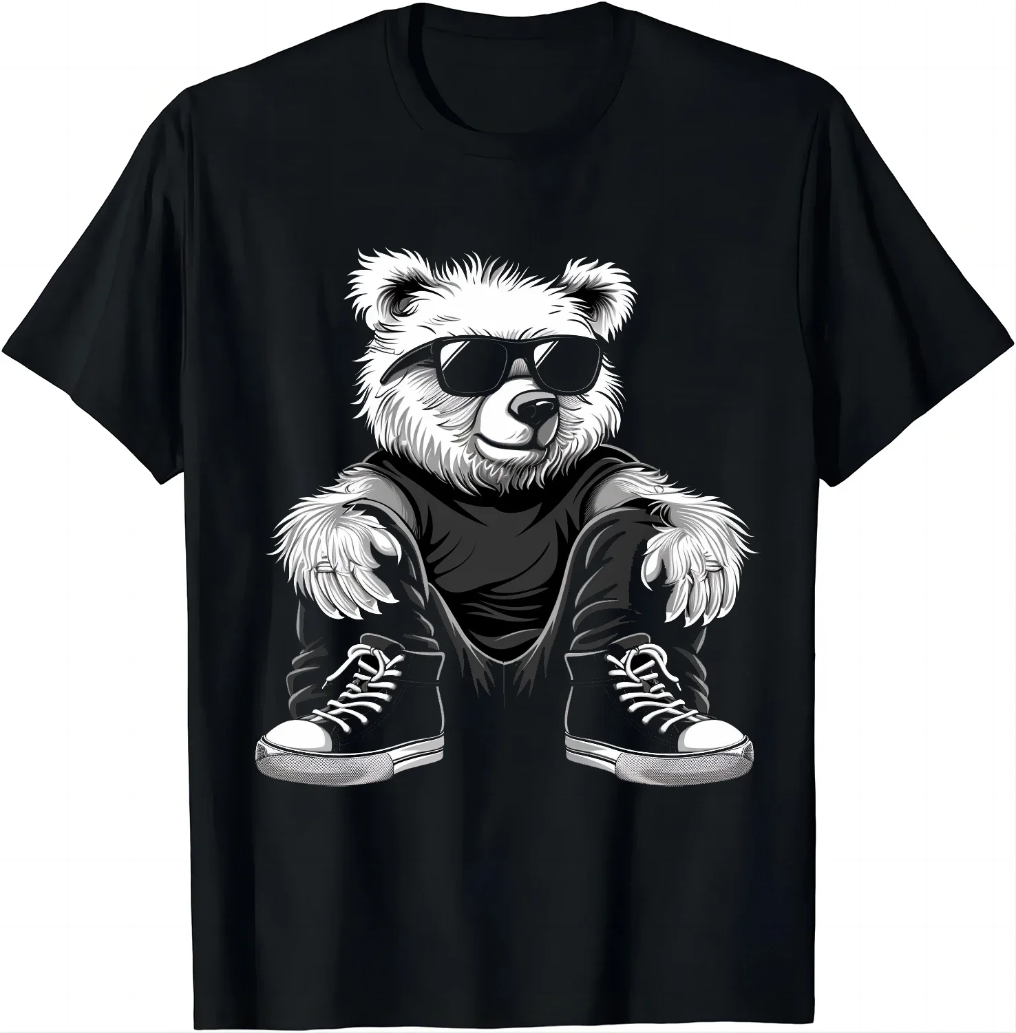 Hip-hop Sneakerhead Bear Tee - Red Kicks & Attitude T Shirts  Graphic T Shirts Mens Clothes Tops Camisas Streetwear