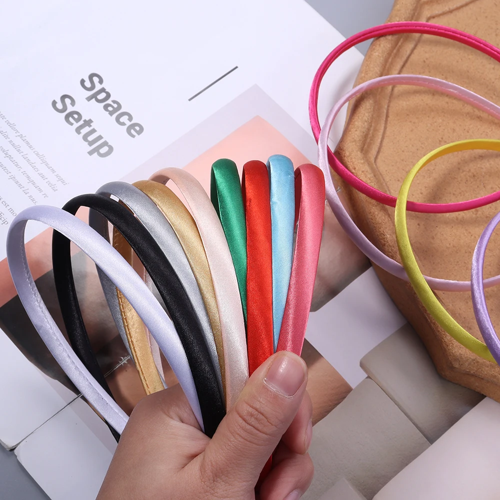 10pcs Fabric Covered Plastic Headband Colorful Hair Hoops Blank Base Settings For DIY Making Hair Accessories Findings image 3