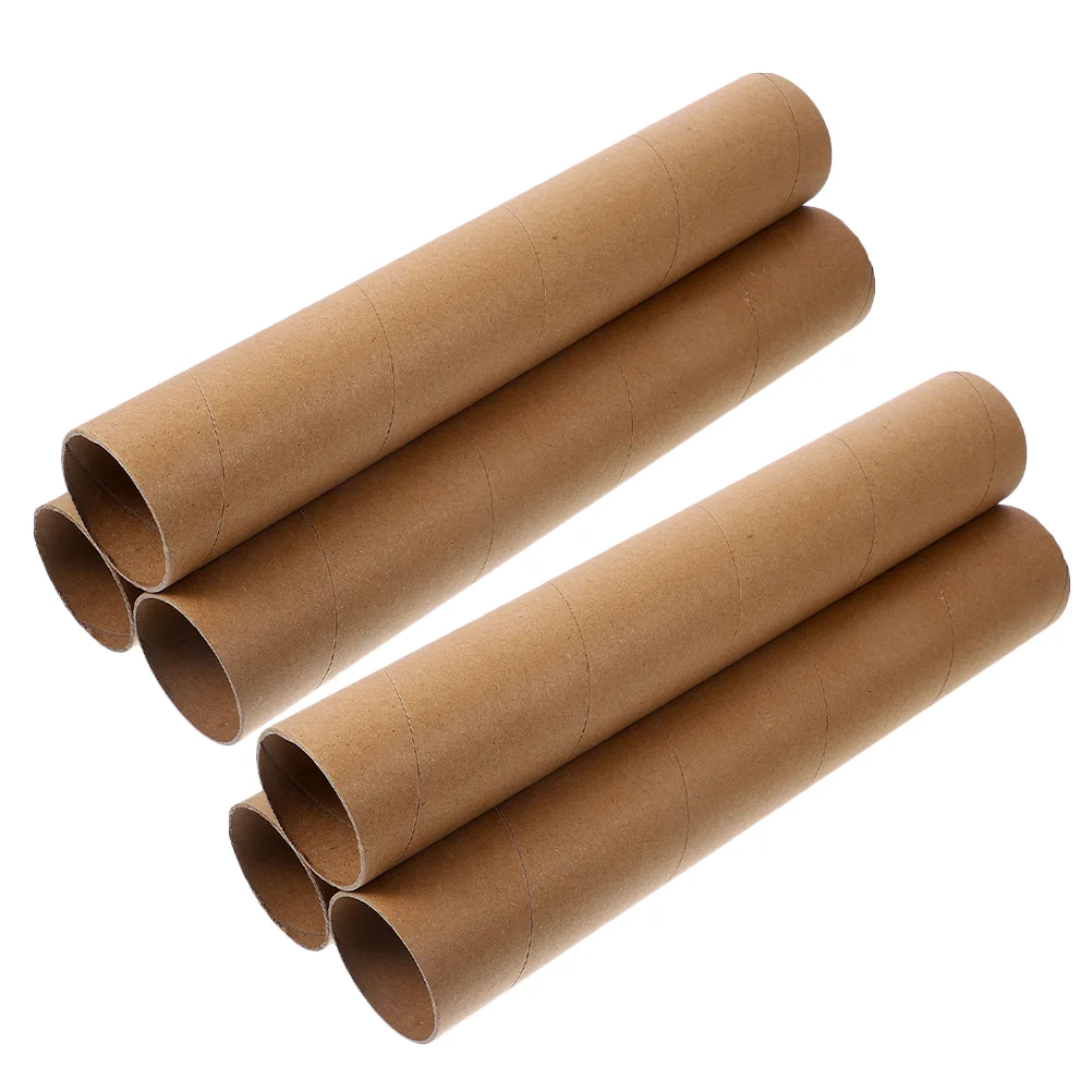 6 Pcs Paper Roll Craft Tubes Cardboard for Crafts Brown Kraft Paperboard Natural Color Projects Sturdy Quality Bulk Purchase