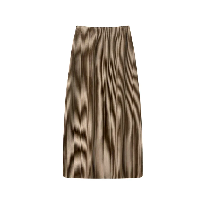 

Miyake Pleated 2025 Split Hip Half Skirt Women's Summer New Style Pleat Solid Color Fashion Mid Length Pleated Comfortable Skirt