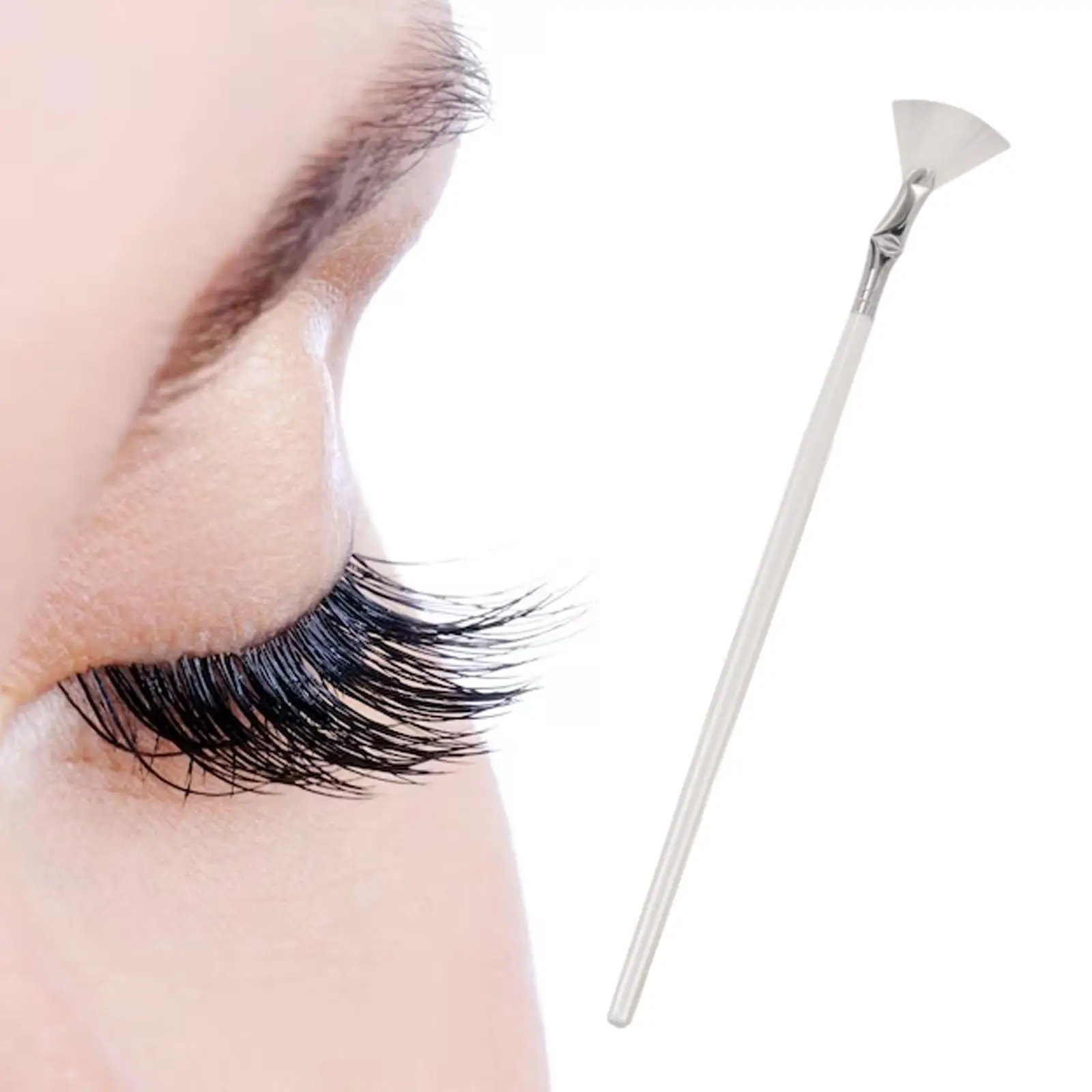 Fan Mascara Brush Eyelash Eyebrow Brush Synthetic Fibre Lash Wand Brush Angled Fan Shaped for Women Beginner Professional Girls