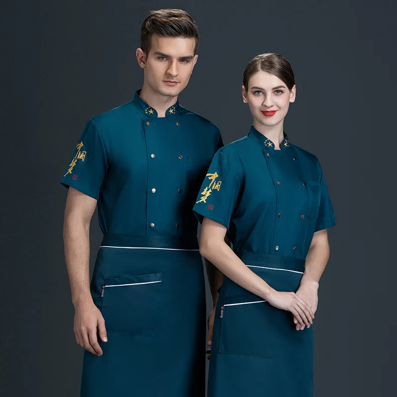 Chef Overalls Kurzarm Sommer Kleidung Sweat-Saugfähig Atmungs Dünne Chef Uniform Kurzarm männer Esszimmer Kantine Küche