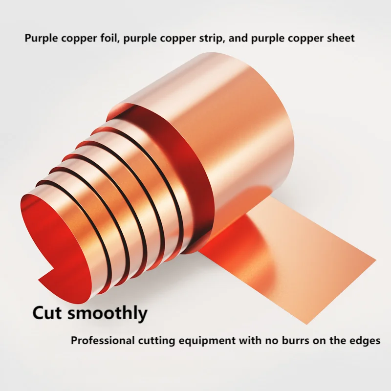 Precision T2 Pure Red Copper Foil Rolls! 1m Thick, Width 0.1-0.4mm Optional, 5-120mm Height custom. High-Purity Copper Strip,