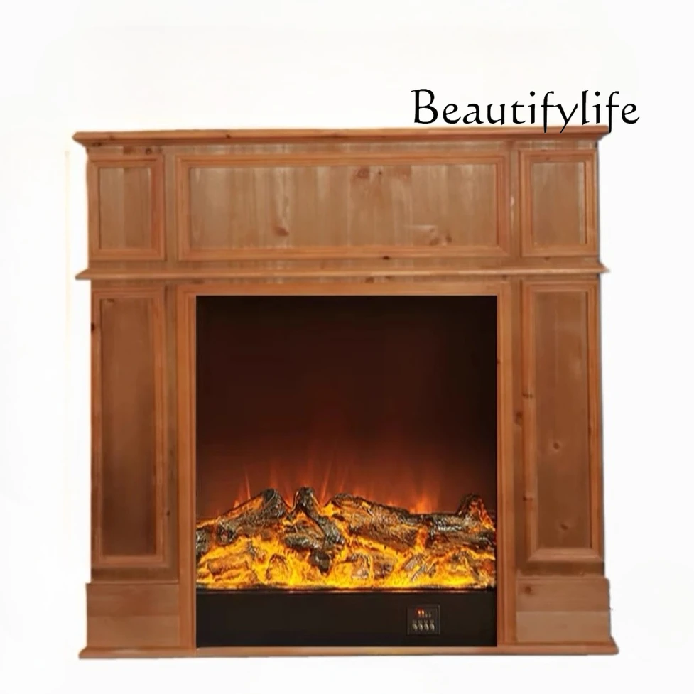 Nordic style living room entrance photo background American fireplace cabinet French log color fireplace decorative cabinet