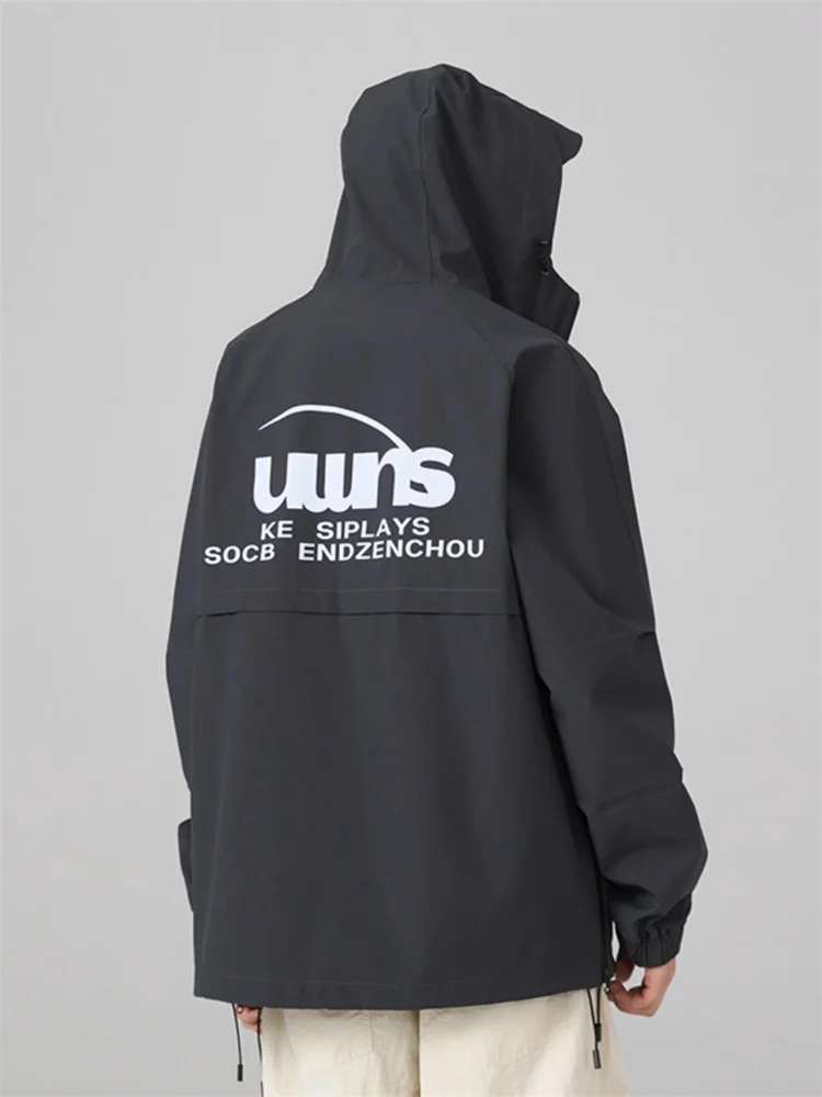 Heren Outdoor Waterdicht Winddicht Wandelen Jaet Koppels Faion Trendy Ritssluiting met capuchon Losse pasvorm