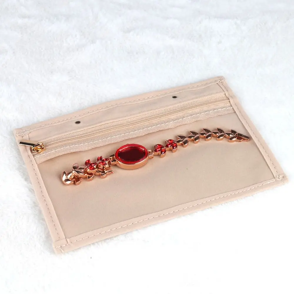 

Earrings Necklace Velvet Jewelry Packing Bag Bracelet Rings Transparent Jewelry Display Holder Zipper Multi-pockets