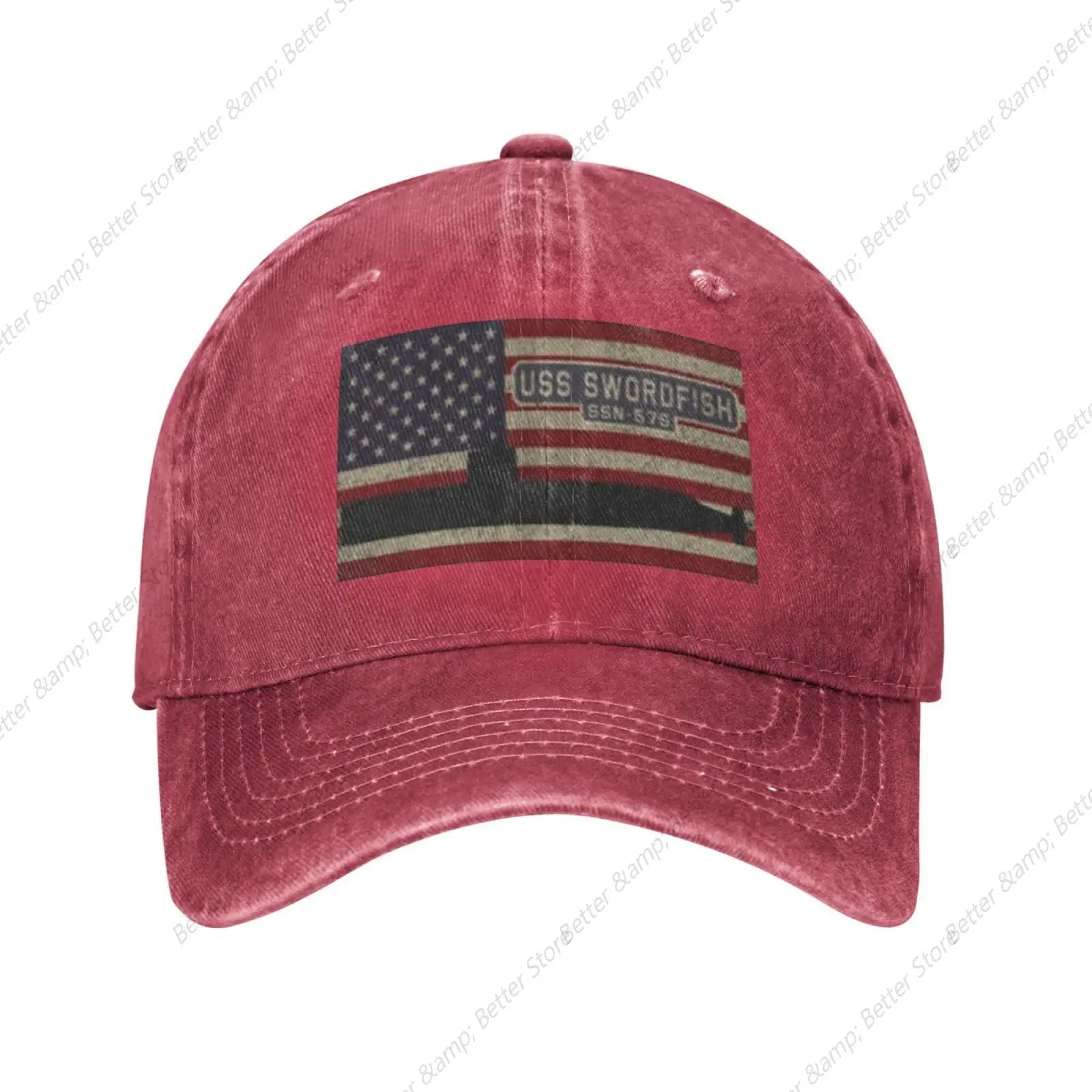 USS Swordfish Unisex Sandwich Cap Denim Hats Baseball Caps Adult Hat