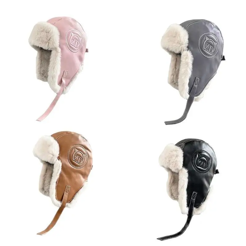 

31BB Зимняя шапка-авиаторы из искусственной кожи для взрослых, модная униформа, кепка пилота, теплая кепка для активного отдыха