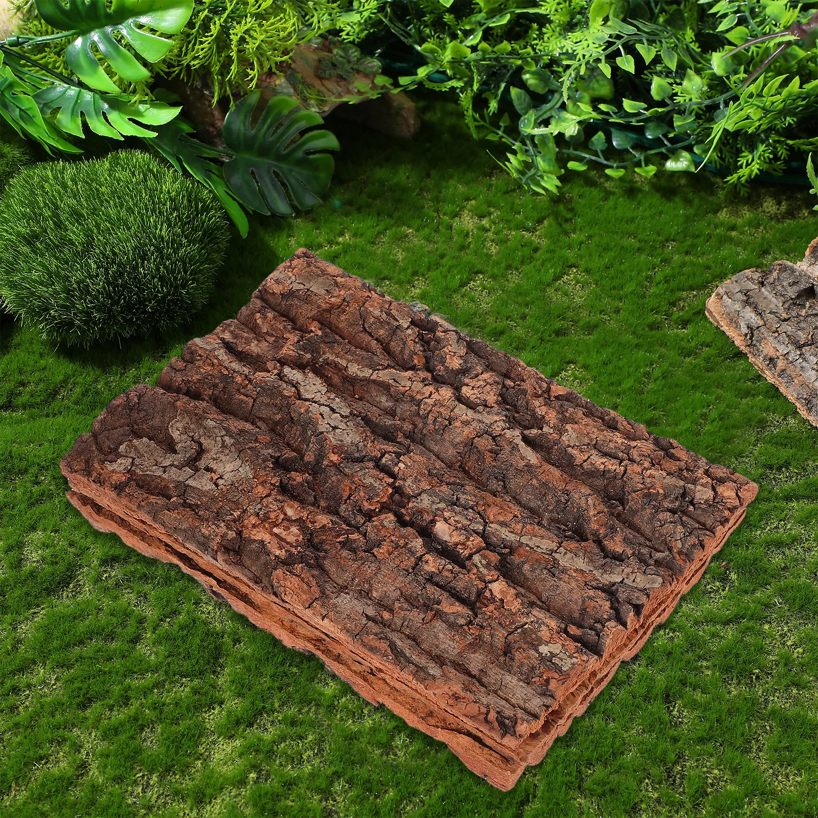 3Pcs Reptil Klettern Rinde Natürliche Baum Plattform Terrarium Landschaft Realistische Lebensraum Dekor Kork Rinde Terrarium Hintergrund
