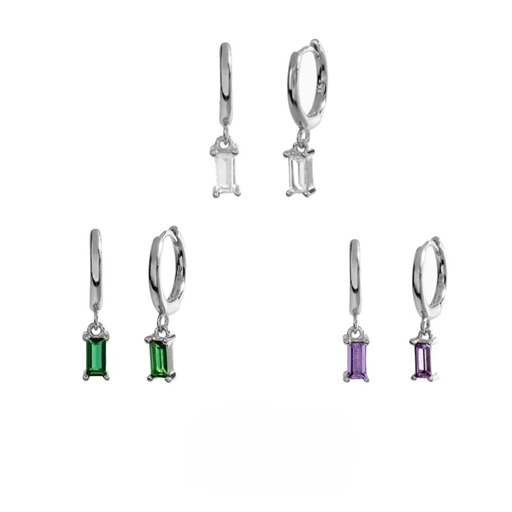 

Stainless Steel Women's Party Jewelry Accessories Trendy Zircon Crystal French Jade Geometric Hoop Earrings