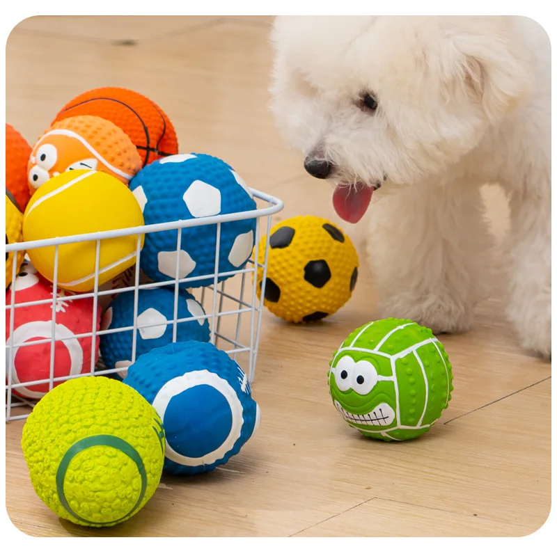 Quietschende Gummispielzeuge für Hunde, Latex-Kauspielzeug für Welpen, Geräuschspielzeug, Bissfester Tierball, Haustierbedarf für kleine, mittelgroße und große Hunde – Detail 10