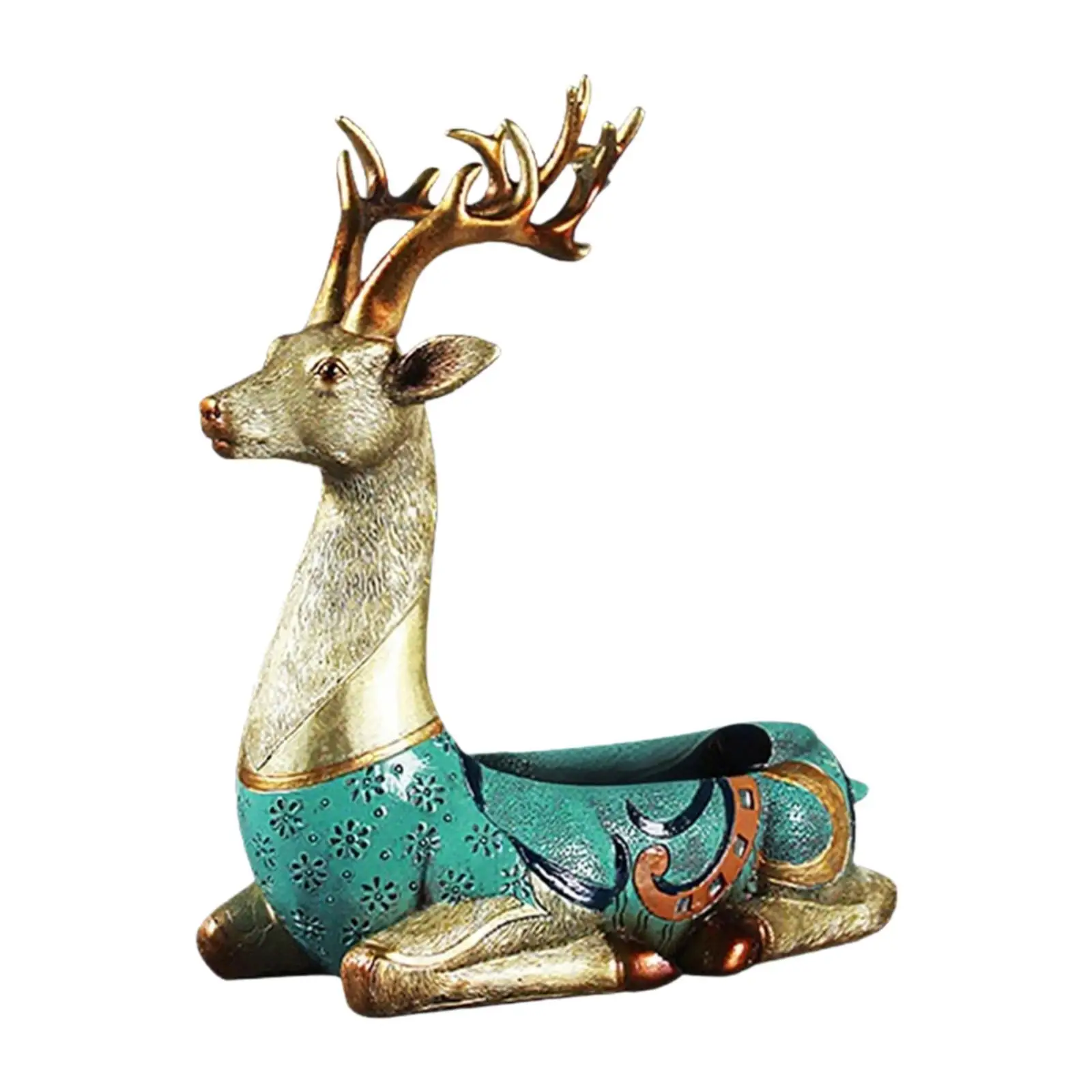 Deer Statue Fashion Crafting DIY Decorative Trinket Holder Storage Tray Home Decor for Tabletop Gift Organization Cabinet Office