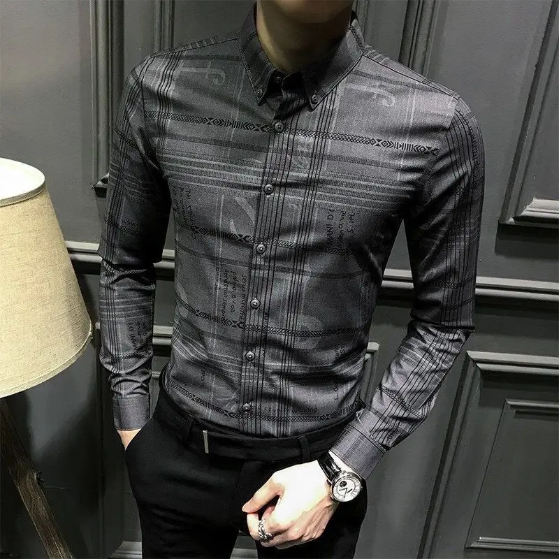 Blusa de manga larga con cuello en pico para Hombre, Tops ajustados de estilo coreano Harajuku, Ropa que combina con todo, moda KPOP de otoño