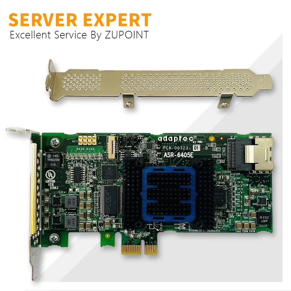 ZUPOINT Adaptec ASR-6405E Raid Controller Card 4 Port SAS SATA 6Gbps 128MB Cache 2271700-R PCI-E Expander Card