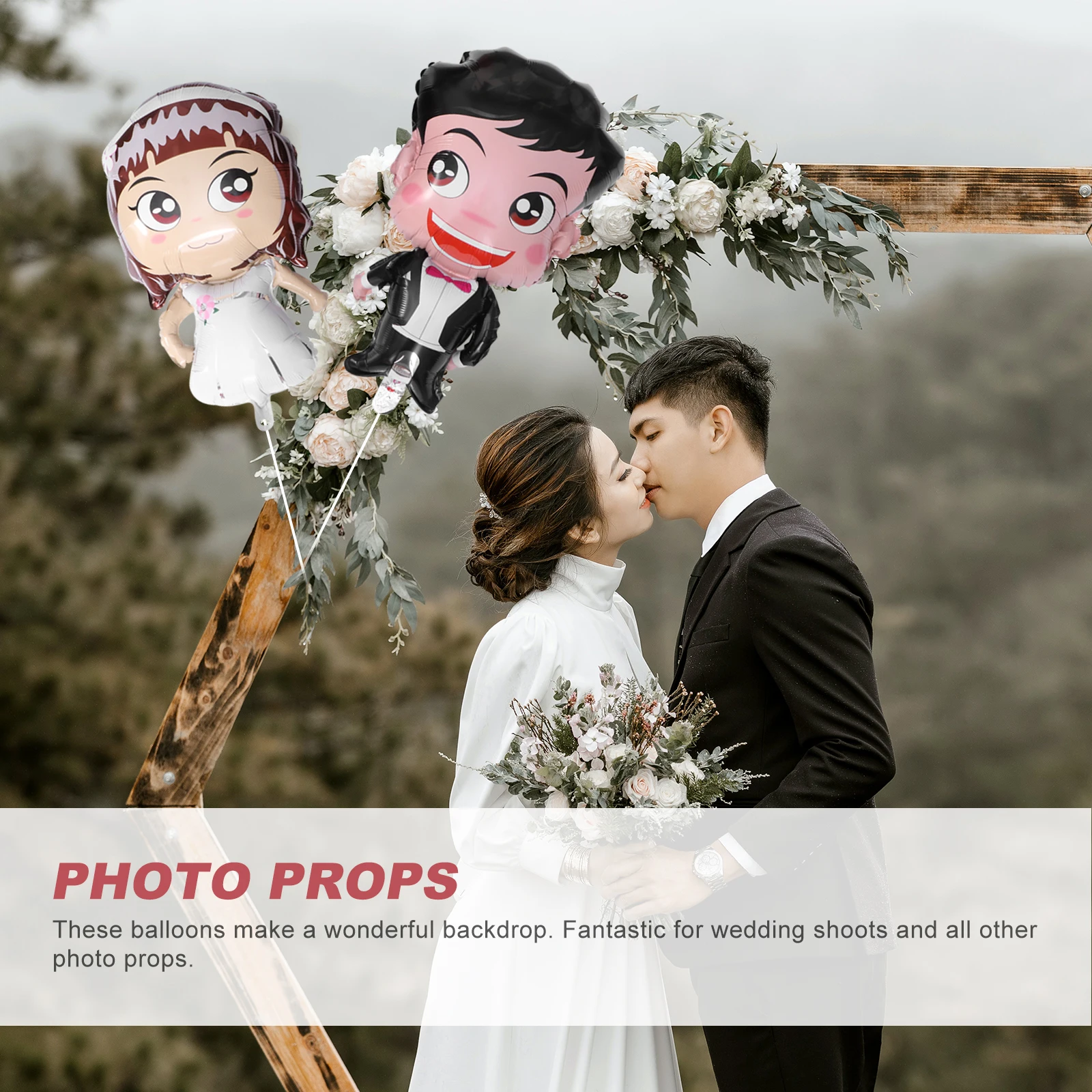 

2pcs Large Bride Groom Foil Balloons For Wedding Party Decoration Durable Reusable Cartoon Balloons Event Supplies Party Favors