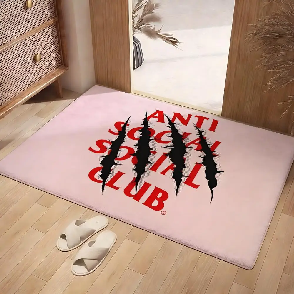 

Anti S-Social Social Club Floor Mat Soft Flannel Rug Non-Slip Absorbent Mat For Bathroom Bedroom Home Decor
