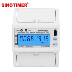 Din Rail Electric AC 220V Single Phase Energy Meter RS485 Modbus RTU Consumption kWh Voltage Current Wattmeter Monitor 230V 50Hz