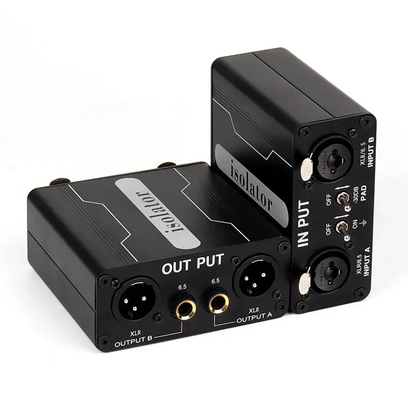 

GX200 Audio Isolator Dual-Channel 6.5 XLR Mixer Audio Isolator Current Sound Noise Mixer Microphone Common Ground Filter