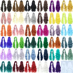 80cm Synthetic Hair Long Curly Cosplay Wig Black Pink Red Green Wigs Party Hairpieces Headwear Halloween Costume Wigs