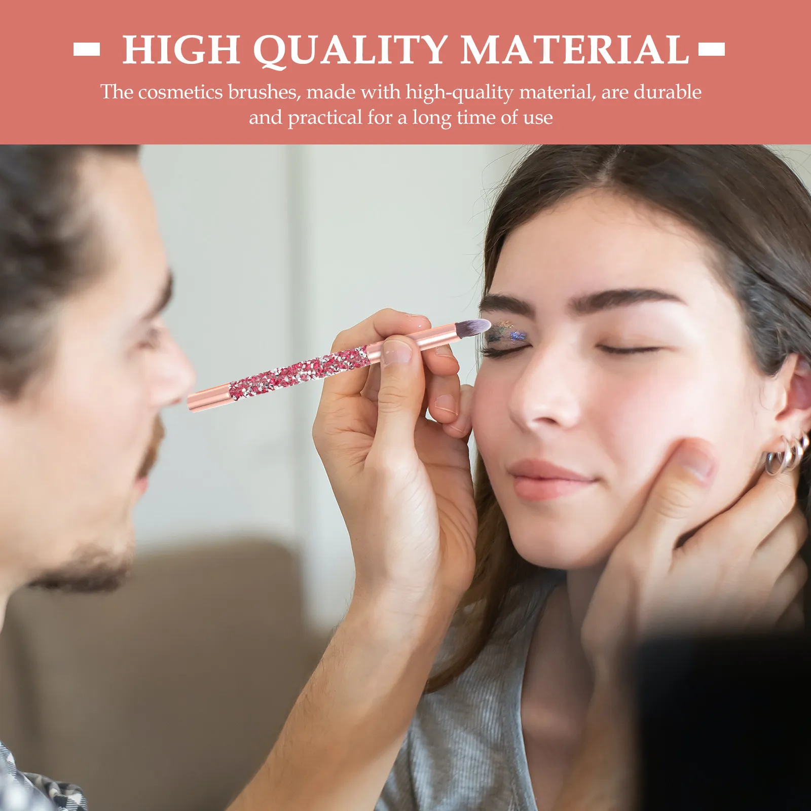 1 ensemble de pinceaux de maquillage en strass diamantés, fibres artificielles souples, pinceaux portables pour poudre, fard à joues, fard à paupières, beauté du visage