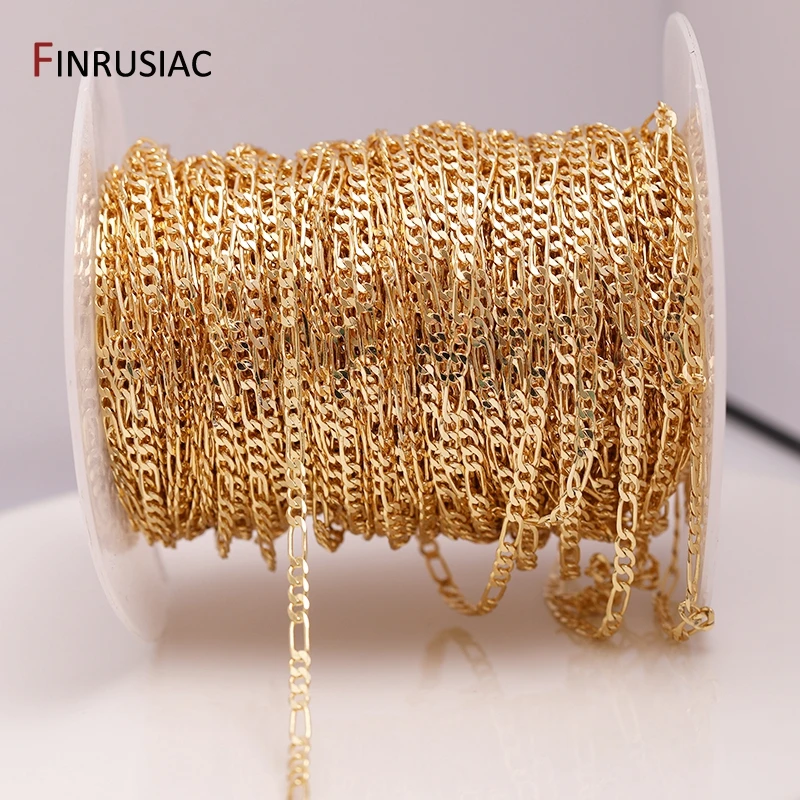 14K Gold Plated Copper Metal Cable Chain For Jewellery Making Wholesale Chains DIY Necklace Bracelet Material