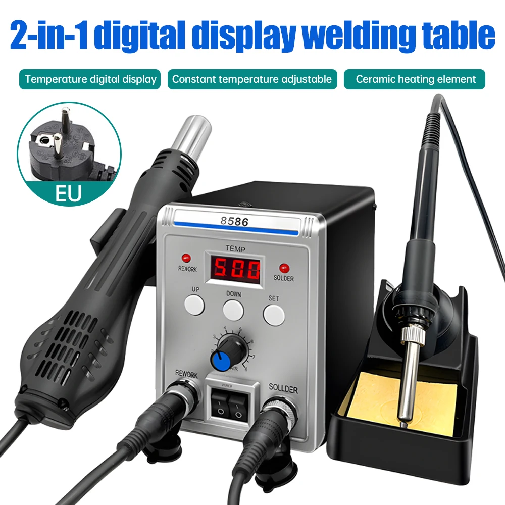 2 In 1 8586 Hot Air Gun Soldering Station Electric Soldering Iron 700w Soldering High Power Digital Display Soldering Station