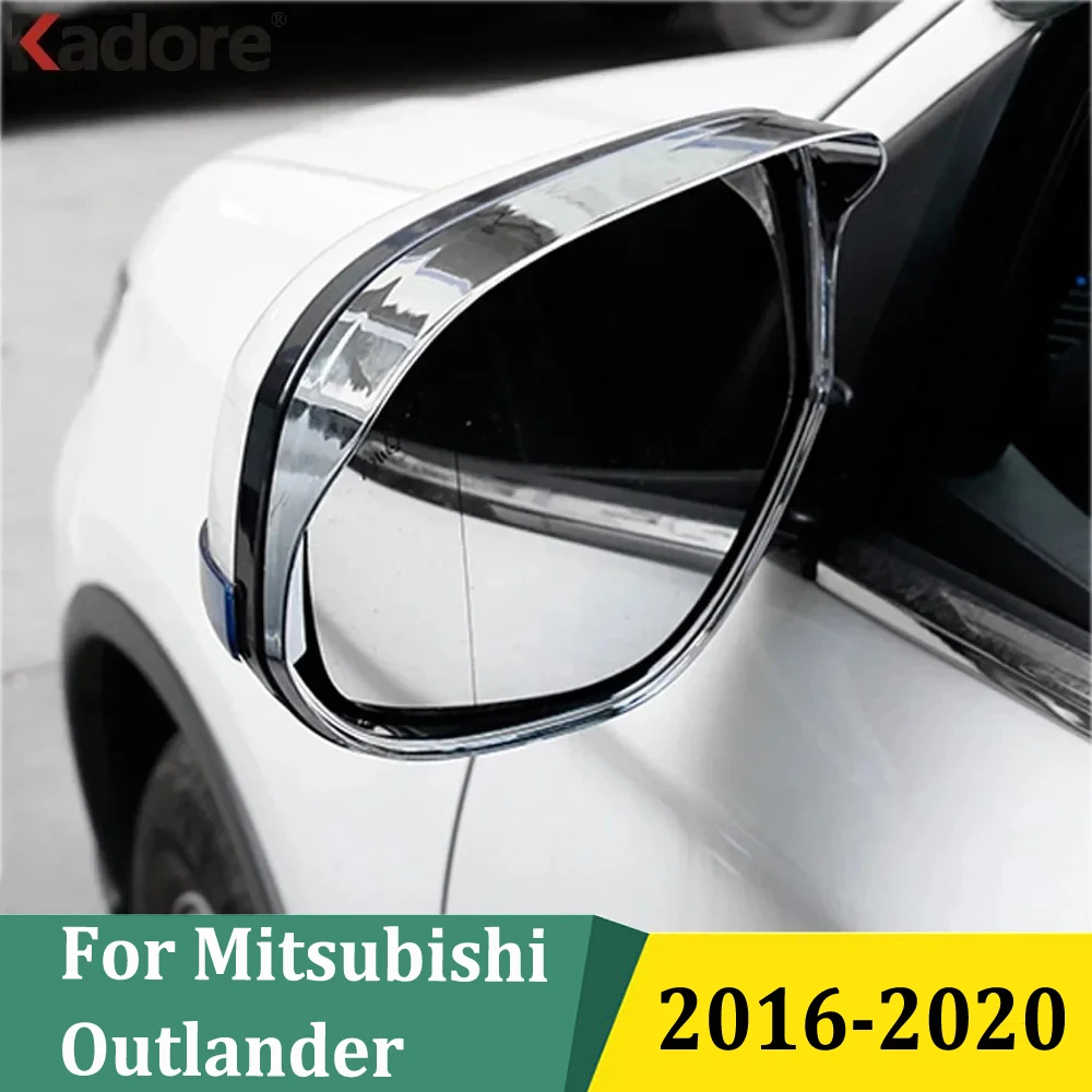 

For Mitsubishi Outlander 2016 2017 2018 2019 2020 Chrome Rear Rearview Mirror Rain Shade Cover Trim Glass Sun Visor Shield Frame