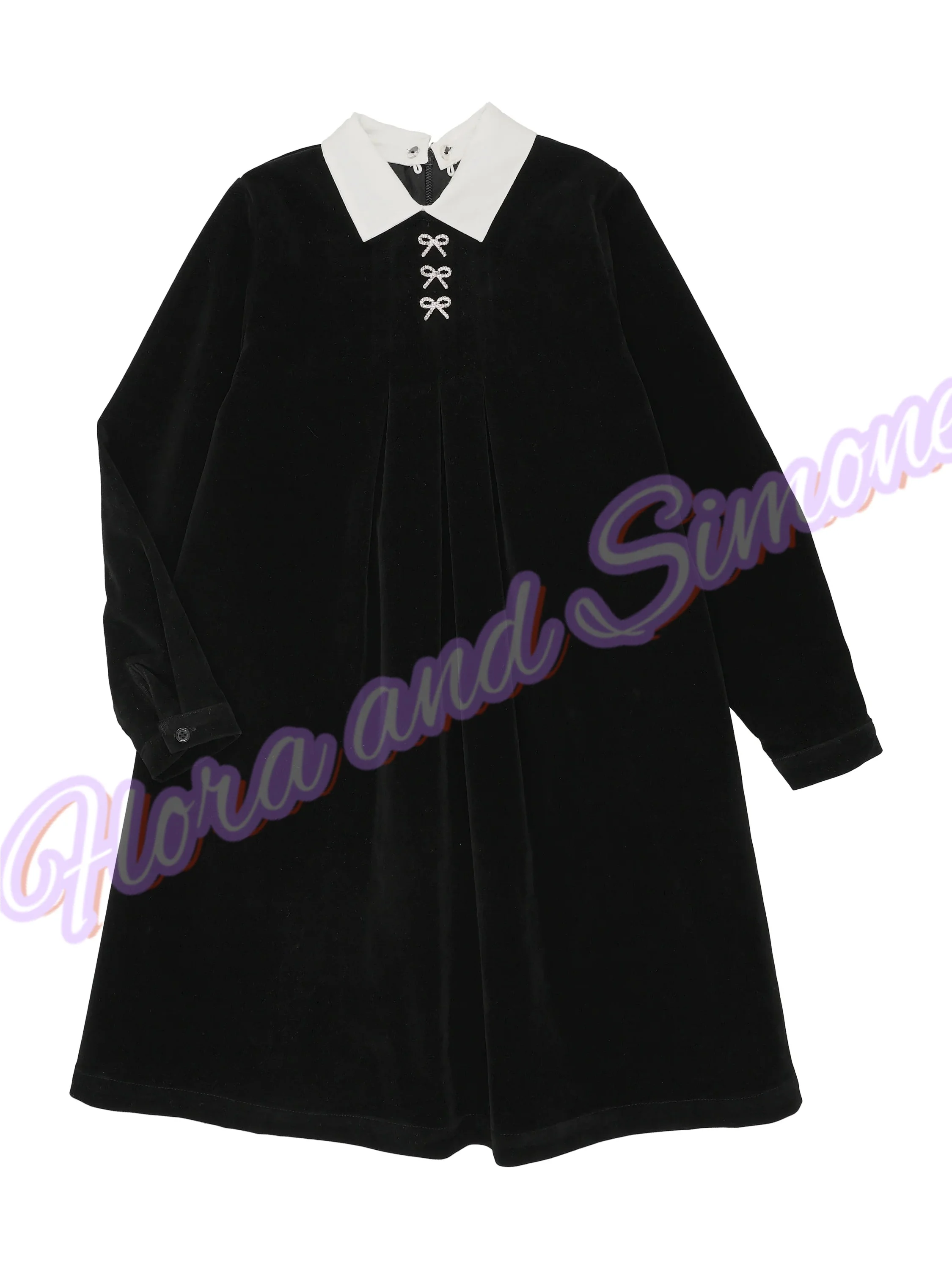 

Customize Girl gown long sleeves Elegant Black Velvet bow Flower Girl Dress For Wedding Ceremonies Formal Receptions Parties