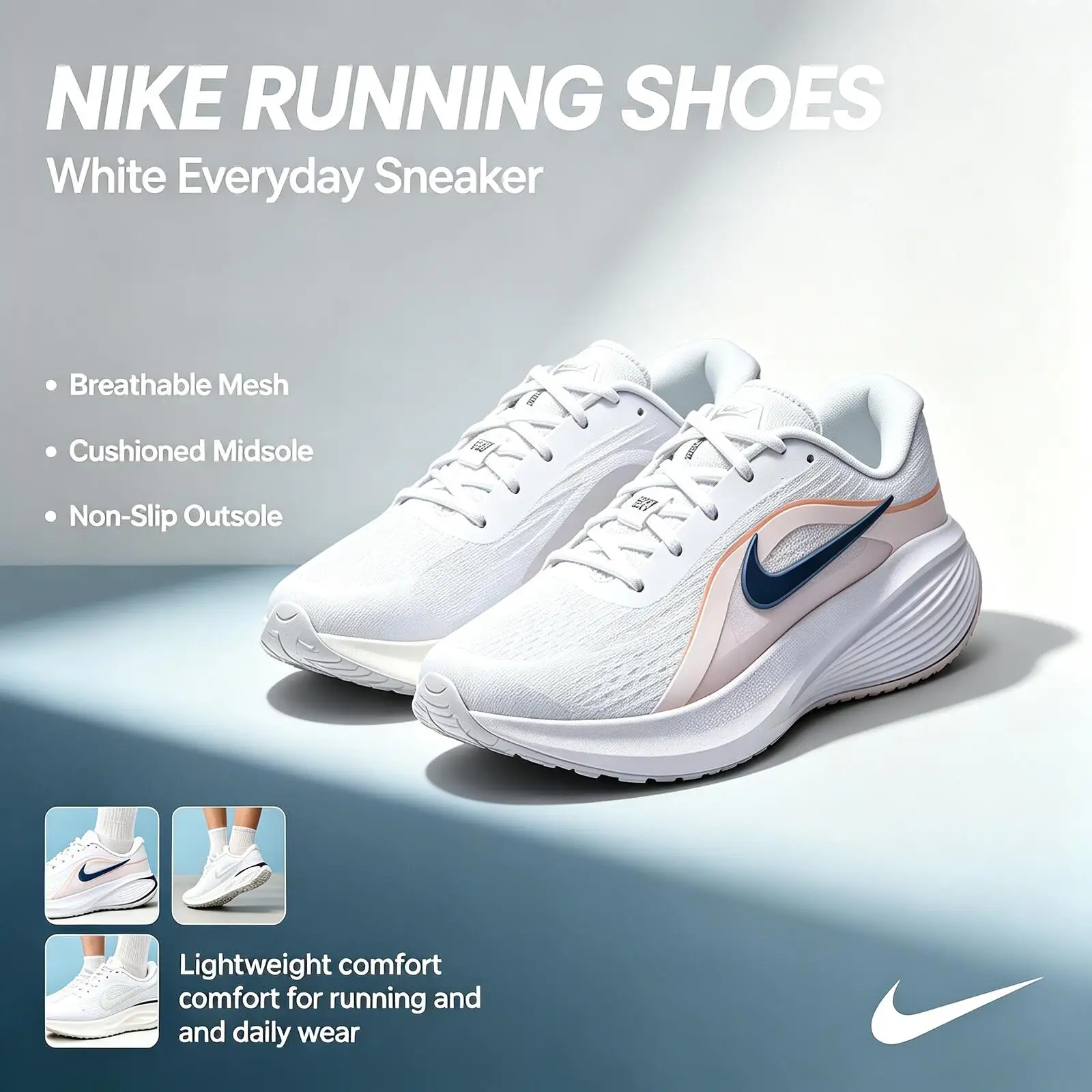 Nike DR2698-110 Flash Sale Light Gray Lightweight Shoes Breathable Mesh Soft Cushion Non-Slip Casual Sneakers for Daily Walking