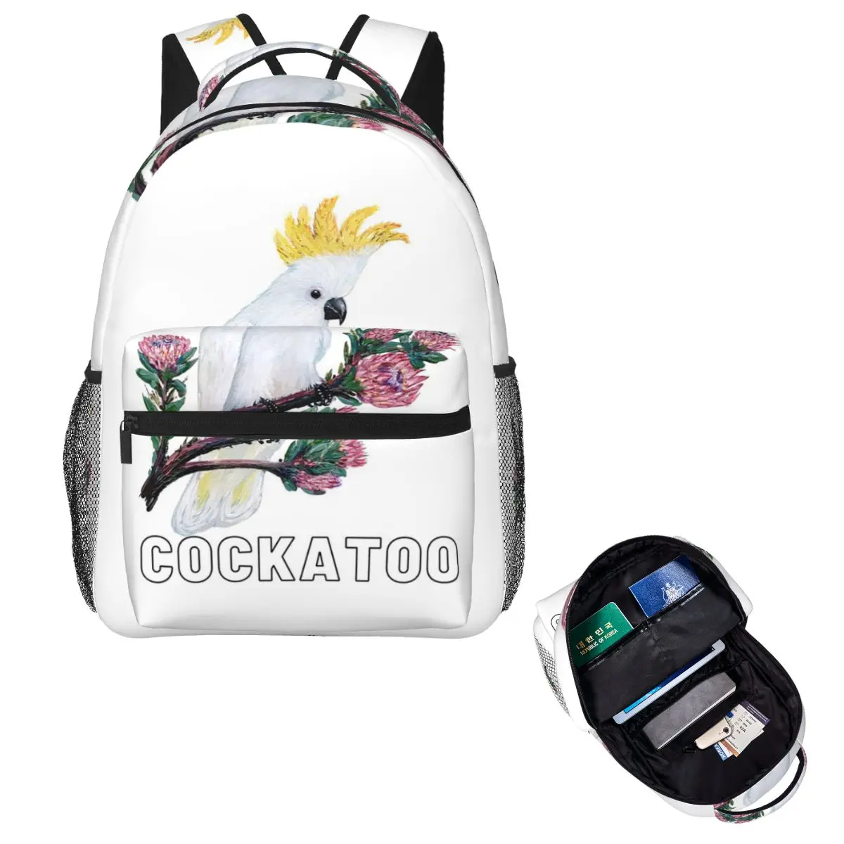 

Cockatoo Student Backpack School Bag Hiking Travel Daypack for Boys Girls Fashion Bookbag Shoulder Bags