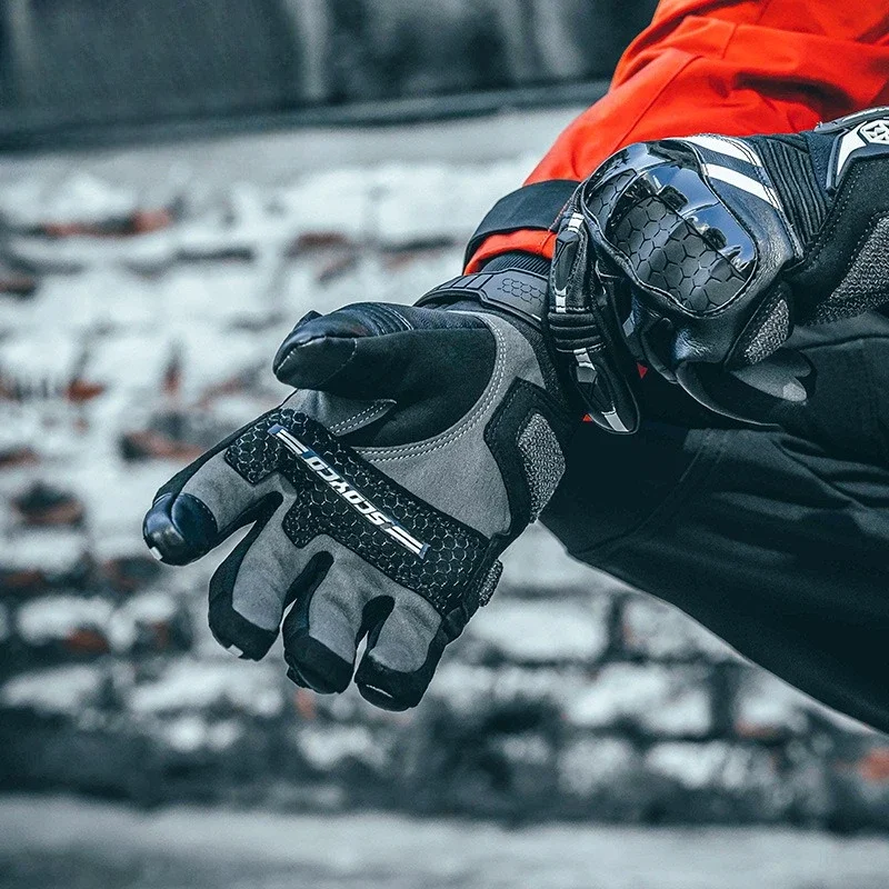 Cycling gloves, locomotive anti-drop protection, knight racing equipment gloves, men's autumn and winter warmth