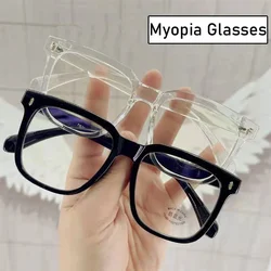 Oversized Frame Women Men Myopia Glasses Fashion Trend Near Sight Eyeglasses Diopter To -4.0 Anti Blue Light Short Sight Eyewear