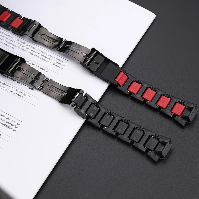 Composite Plastic Steel Watchstrap For Casio G-shock GW-B5600 DW5600/5610/ GA2100 Watchband Convex joint 16mm Black Red