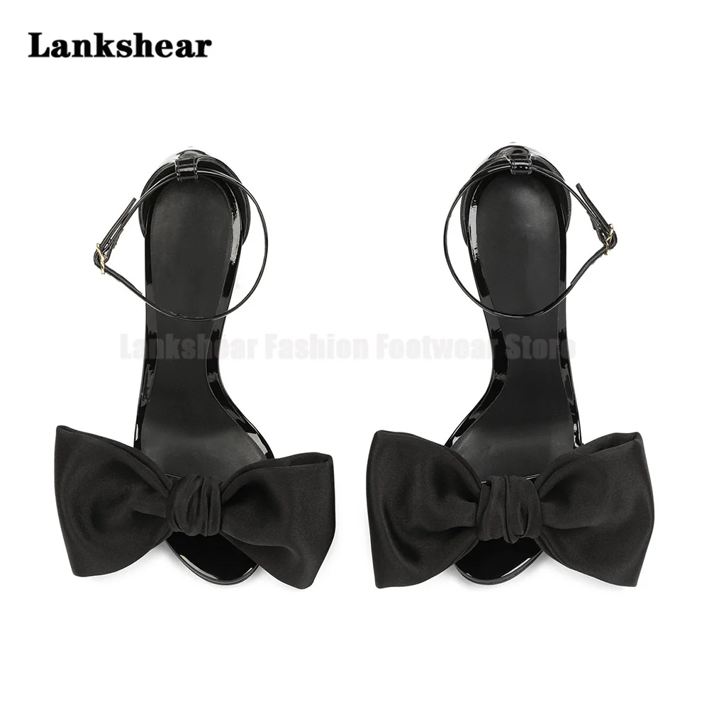 Black Sardine Bow High Heel Sandals Women's Luxury Large Size Sexy Stiletto Sandals Party Banquet Shoes Ladies Pumps New