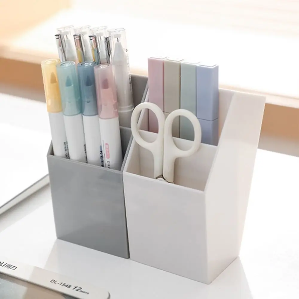 

Large-capacity Desktop Pen Holder Double Layer Multifunctional Makeup Brush Storage Box Plastic Korean Desktop Organizer