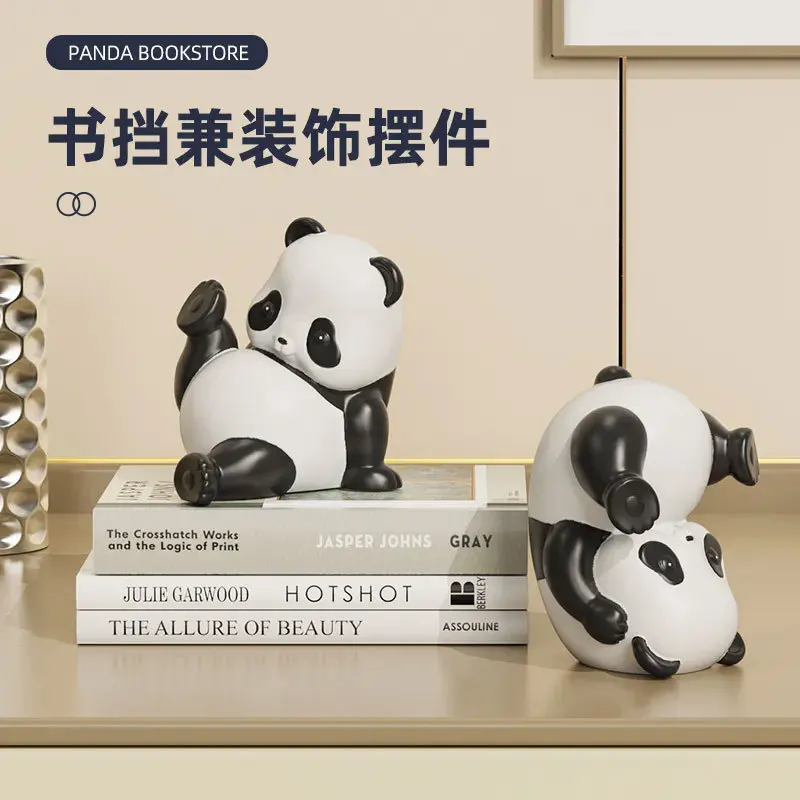 Cartoon Bear Bookend Panda Figurine Cream Style Home Decorations Living Room Hallway Wine Cabinet Bookcase Home Christmas Decor