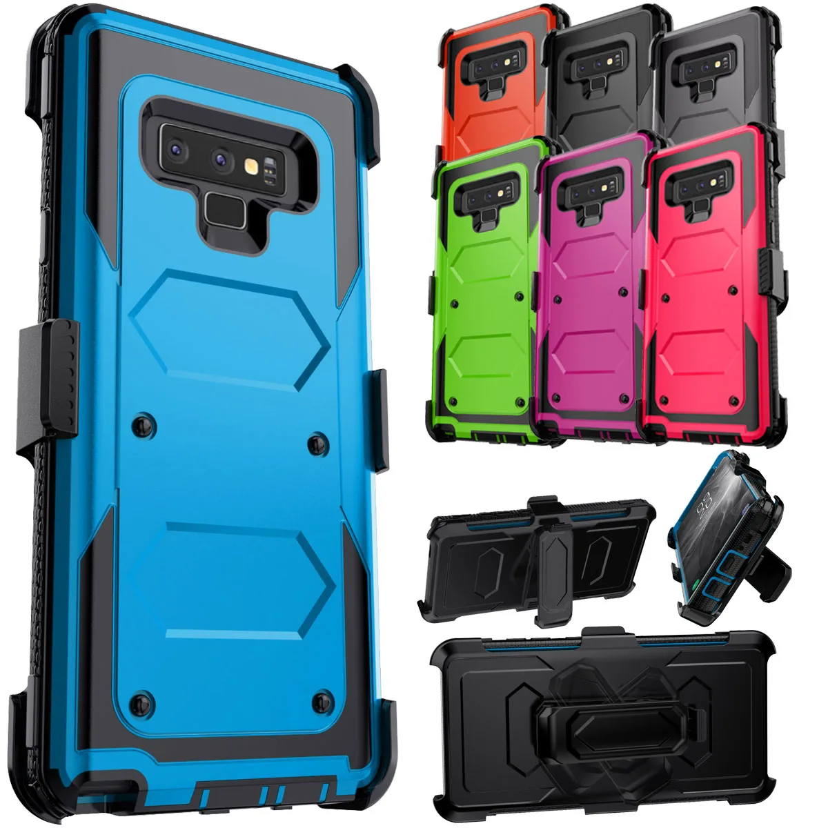 

Прочный чехол для телефона Samsung Galaxy Note 9, противоударный гибридный сверхпрочный защитный чехол с зажимом для ремня