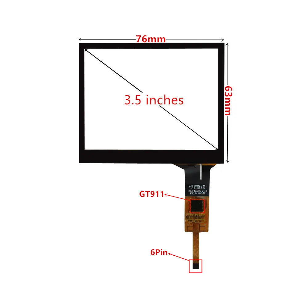 3.5-inch 76mm * 63mm Raspberry Pi Industrial Capacitive Touch Digitizer Touch Screen Panel Glass USB Driver Board