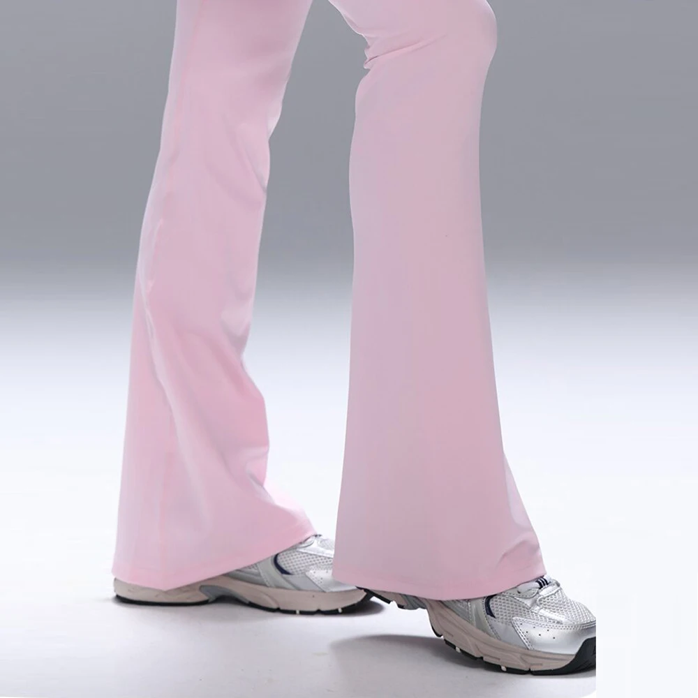 Damskie legginsy z rozszerzanymi nogawkami, krzyżowany pas, spodnie do ćwiczeń na siłowni, fitness, na co dzień, spodnie do jogi, marszczone legginsy sportowe z kieszeniami.