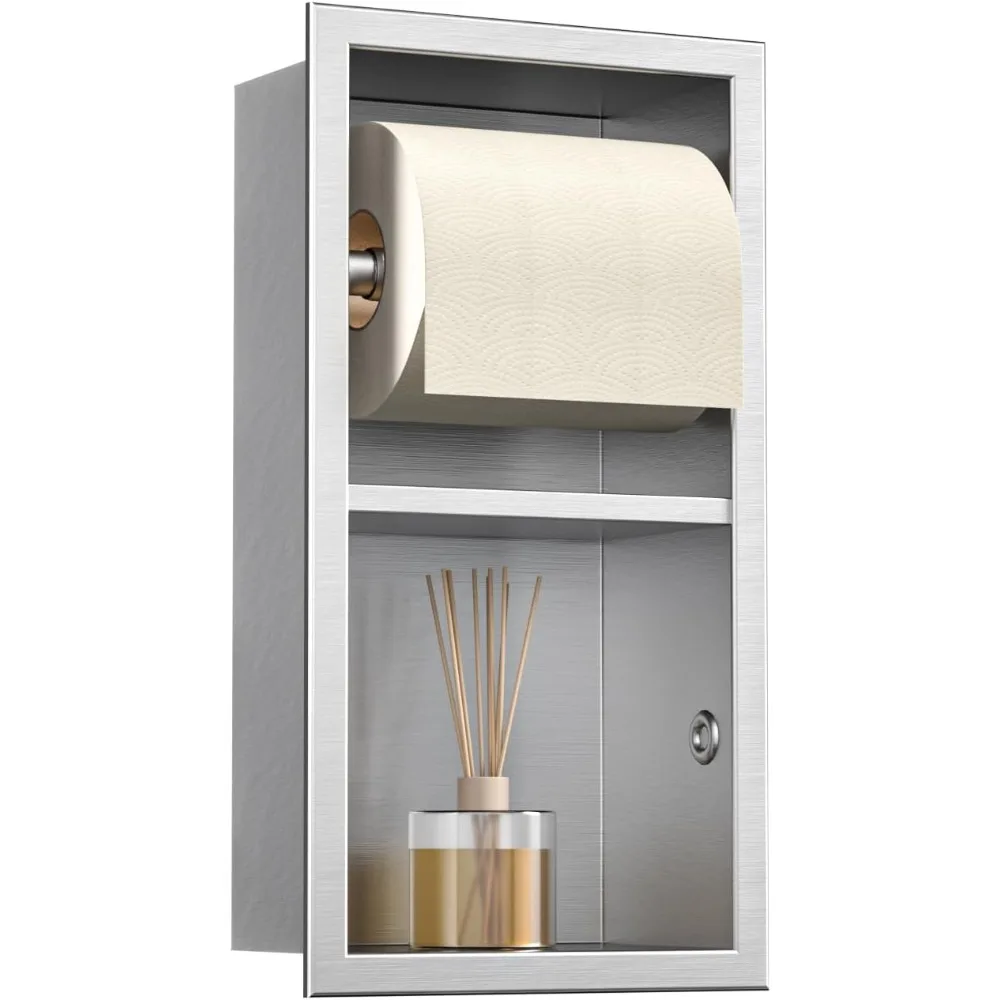 

Держатель для туалетной бумаги, двойной рулонный держатель для туалетной бумаги для ремонта в ванной комнате, настенная ниша для туалетной бумаги в современном стиле (матовый)